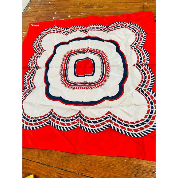 Vintage Paoli Red White Blue Geometric Abstract Rope Design 1960/70s Scarf - Picture 8 of 8